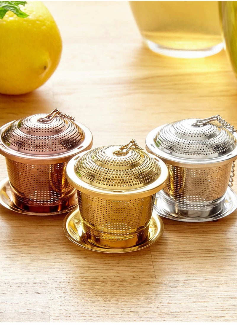 Loose Leaf Tea Infuser (Set of 2) with Tea Scoop and Drip Dray, Ultra Fine Stainless Steel Strainer & Steeper for a Superior Brewing Experience