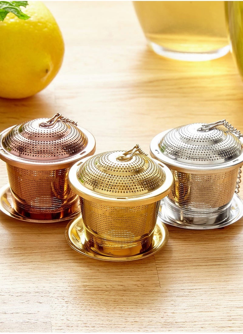 Loose Leaf Tea Infuser (Set of 2) with Tea Scoop and Drip Dray, Ultra Fine Stainless Steel Strainer & Steeper for a Superior Brewing Experience