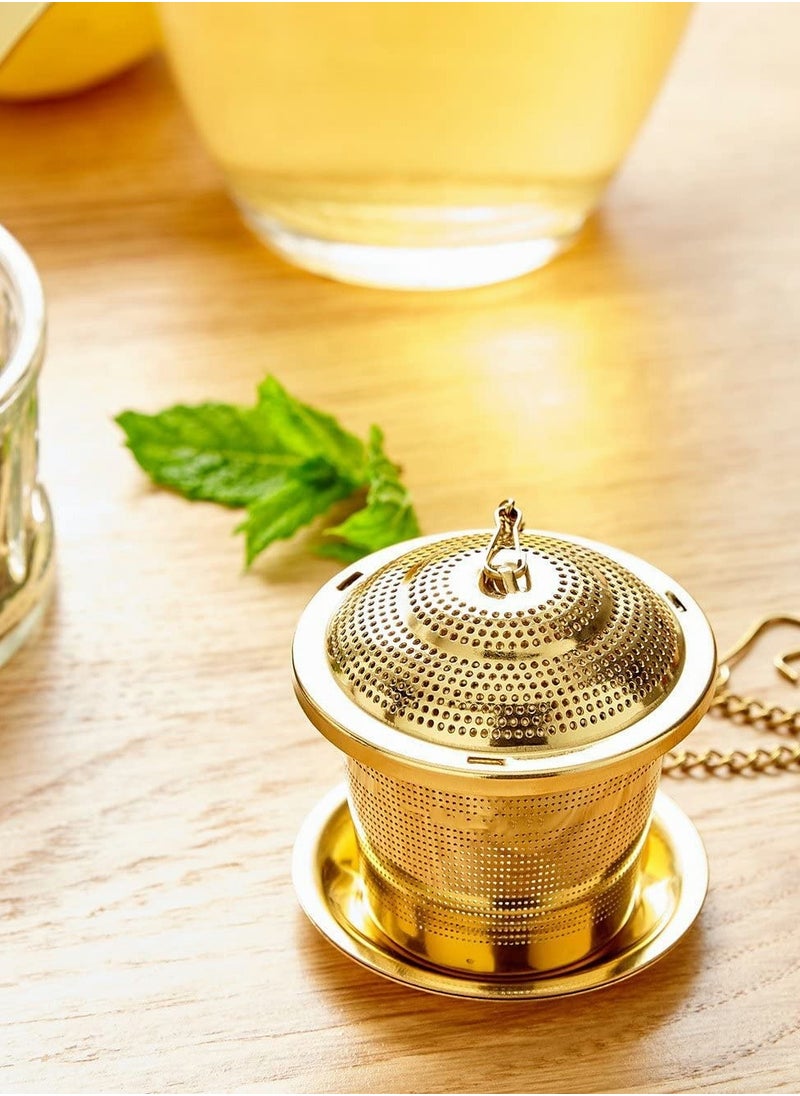 Loose Leaf Tea Infuser (Set of 2) with Tea Scoop and Drip Dray, Ultra Fine Stainless Steel Strainer & Steeper for a Superior Brewing Experience