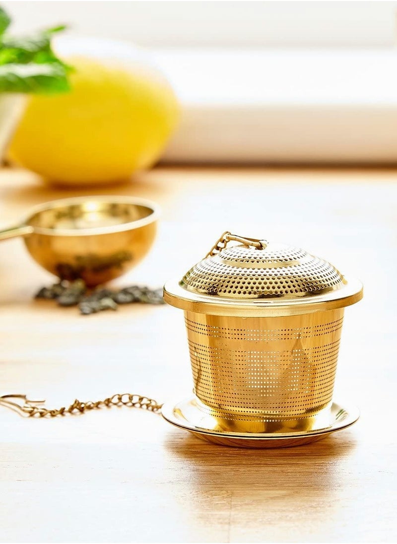 Loose Leaf Tea Infuser (Set of 2) with Tea Scoop and Drip Dray, Ultra Fine Stainless Steel Strainer & Steeper for a Superior Brewing Experience