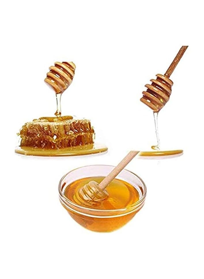 2 PCS Wooden Honey Dipper Dinnerware Stick Honey Spoon Mixing Stick For Honey Coffee Jar Coffee Milk Tea Safe Stir Bar Spoon (8CM, Pack of 2)