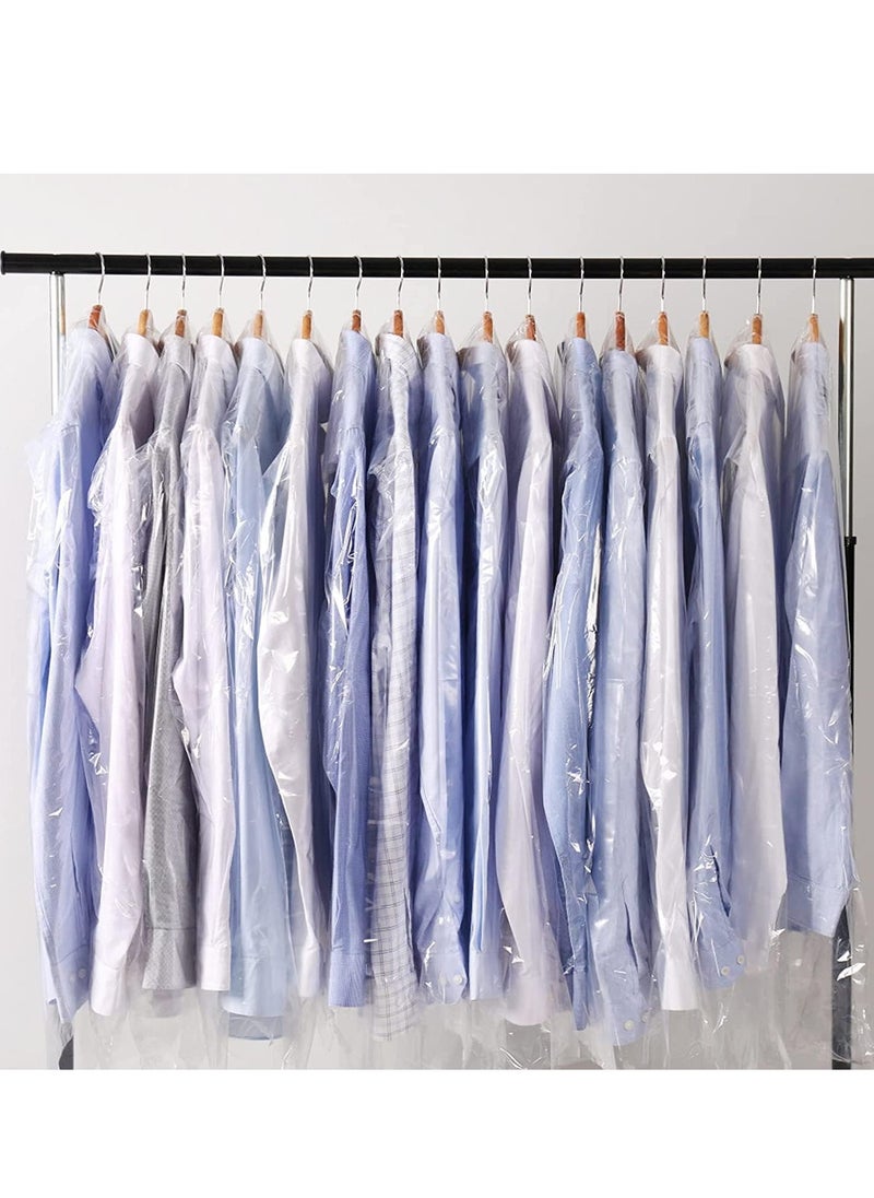 50Pcs Garment Bags Clear Clothing Dust Cover Hanging Closet Storage Bags Shoulder Protectors Cover Shield for Home Closet 60 * 150cm, Style 01-Clear