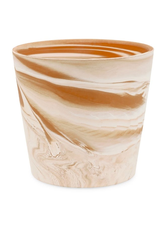 Marble Terracotta Planter, White & Brown - 30X27.5 Cm