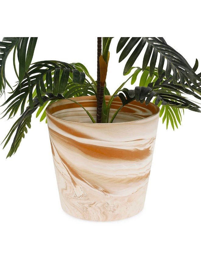 Marble Terracotta Planter, White & Brown - 30X27.5 Cm