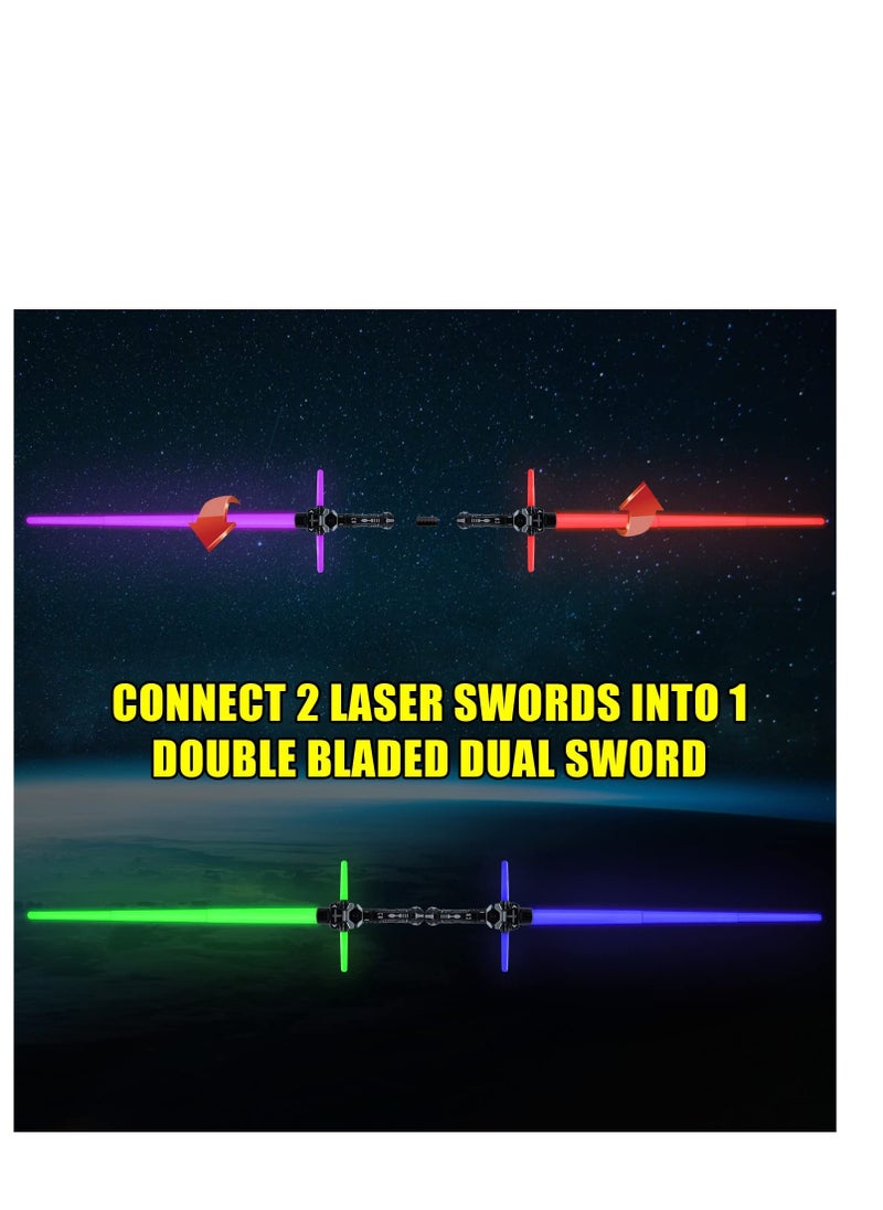 2PCS Light Up Saber for Kid, 2-in-1 Dual Light Up Sabers with FX Sound, Expandable Light Swords Set for Galaxy War Fighter Warriors, Halloween Dress Up Party Birthday Present