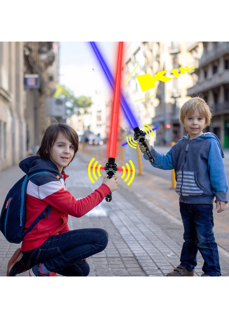 2PCS Light Up Saber for Kid, 2-in-1 Dual Light Up Sabers with FX Sound, Expandable Light Swords Set for Galaxy War Fighter Warriors, Halloween Dress Up Party Birthday Present