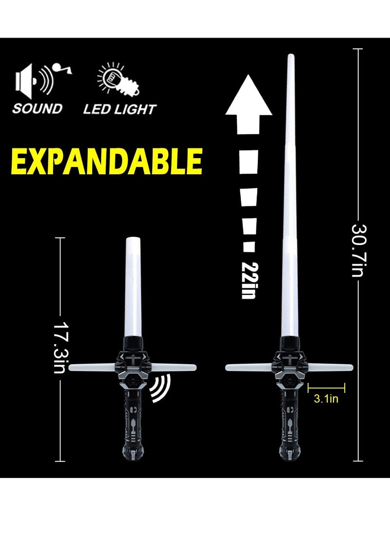 2PCS Light Up Saber for Kid, 2-in-1 Dual Light Up Sabers with FX Sound, Expandable Light Swords Set for Galaxy War Fighter Warriors, Halloween Dress Up Party Birthday Present