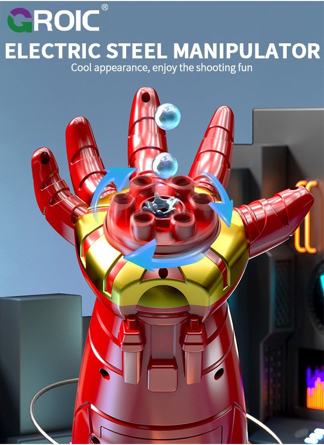 Iron Man Arm Gel Ball Blaster, Electric Water Bomb Launcher for Kids, Iron Man Shooters Blaster Toys with 1000 Gel Balls, Wearable USB Splatter Ball Blaster for Outdoor Shooting Game Party Favors