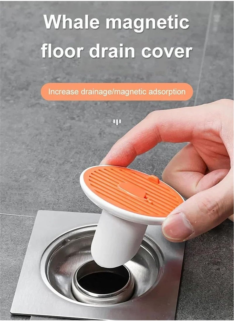 6 Pcs Orange One Way Drain Valve, Bathroom Universal Drain Stopper Deodorant Floor Drain Cover Filter Shower Hair Catcher Anti Clogging Drain Mesh Hair Stopper for Shower Drain Bathtub