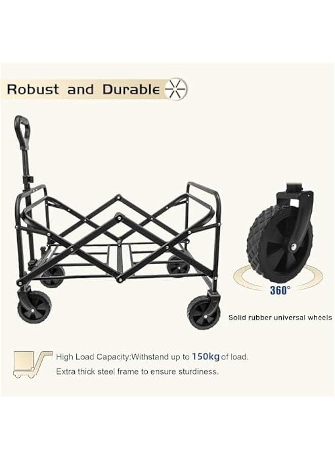 Garden Cart Camping Wagon Foldable, Shopping Trolleys Utility Outdoor Wagon Collapsible Garden Camping Picnic Cart