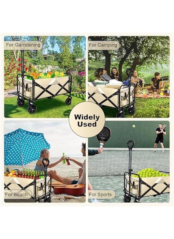 Garden Cart Camping Wagon Foldable, Shopping Trolleys Utility Outdoor Wagon Collapsible Garden Camping Picnic Cart