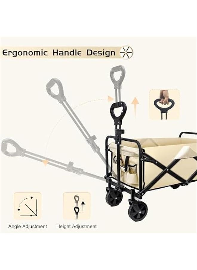 Garden Cart Camping Wagon Foldable, Shopping Trolleys Utility Outdoor Wagon Collapsible Garden Camping Picnic Cart
