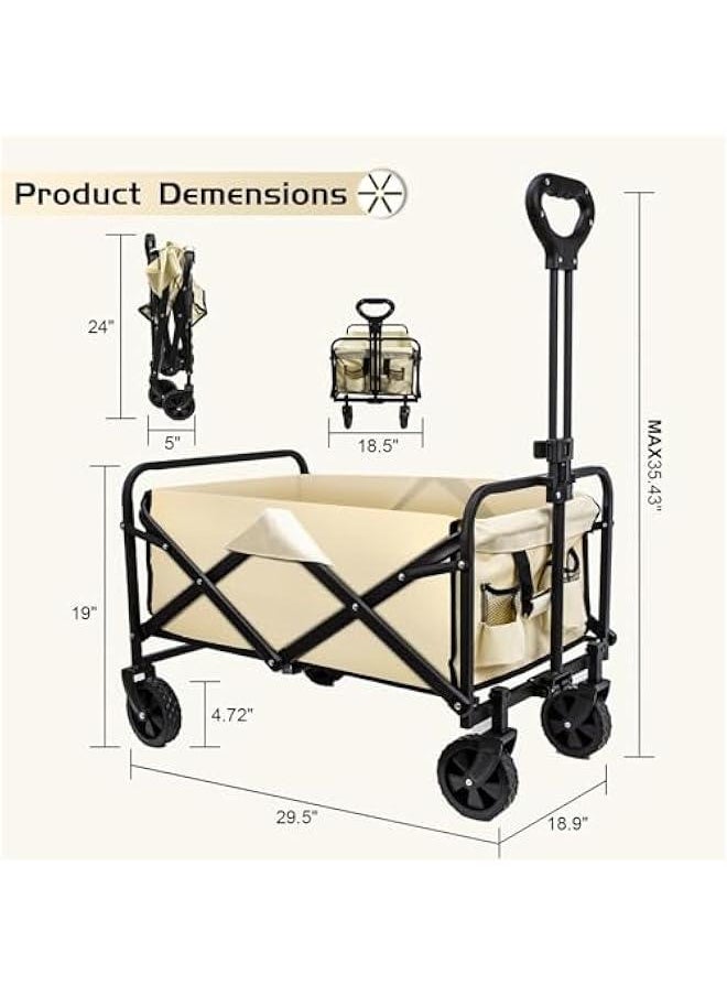 Garden Cart Camping Wagon Foldable, Shopping Trolleys Utility Outdoor Wagon Collapsible Garden Camping Picnic Cart