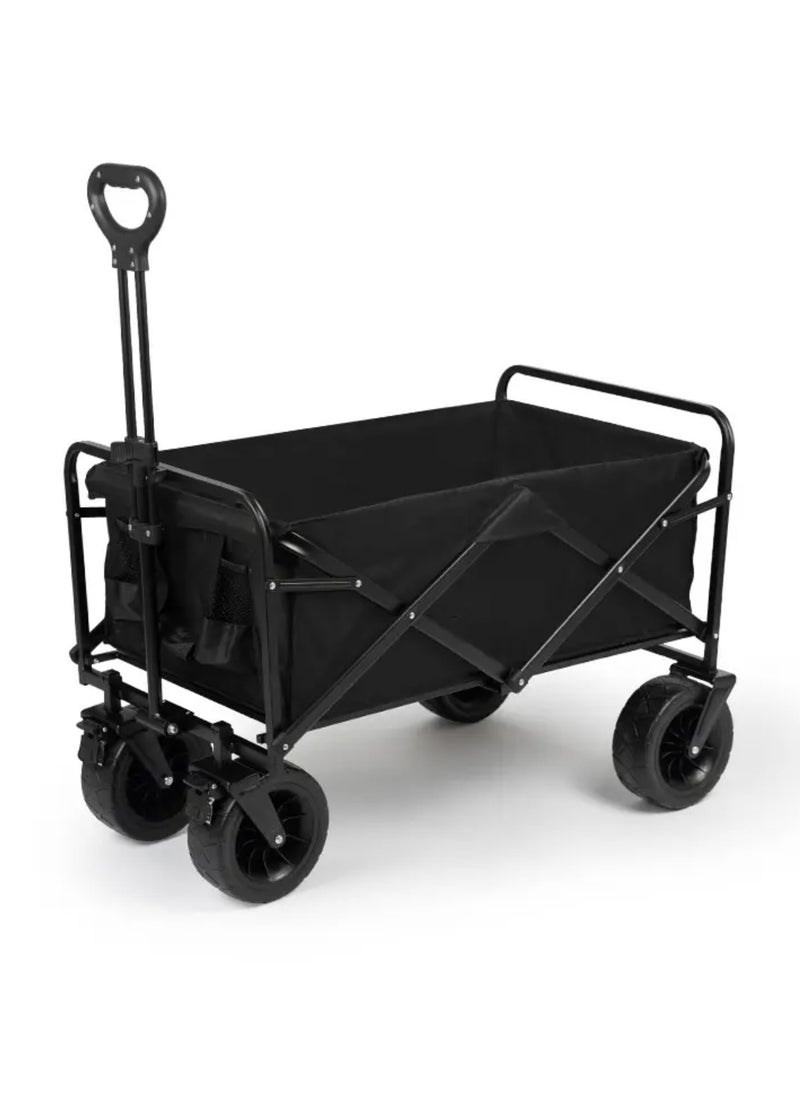 Multi-Functional Utility Wagon, Beach Cart Large Capacity, Garden Cart with Adjustable Handle Folding Trolley Outdoor Camping with Storage Basket