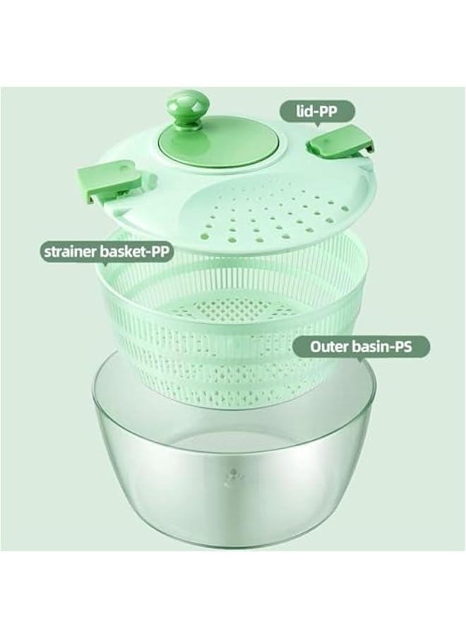 Large Salad Spinner - Vegetable Spin Dryer with Drainage Hole, Container, and Filter - 4L Capacity, BPA-free, Multi-functional Kitchen Helper for Washing Fruits and Vegetables