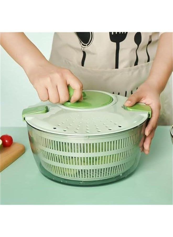 Large Salad Spinner - Vegetable Spin Dryer with Drainage Hole, Container, and Filter - 4L Capacity, BPA-free, Multi-functional Kitchen Helper for Washing Fruits and Vegetables