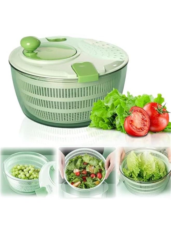 Large Salad Spinner - Vegetable Spin Dryer with Drainage Hole, Container, and Filter - 4L Capacity, BPA-free, Multi-functional Kitchen Helper for Washing Fruits and Vegetables