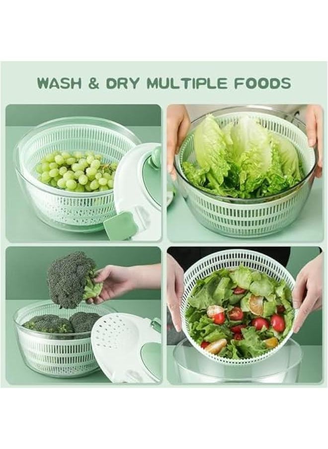 Large Salad Spinner - Vegetable Spin Dryer with Drainage Hole, Container, and Filter - 4L Capacity, BPA-free, Multi-functional Kitchen Helper for Washing Fruits and Vegetables