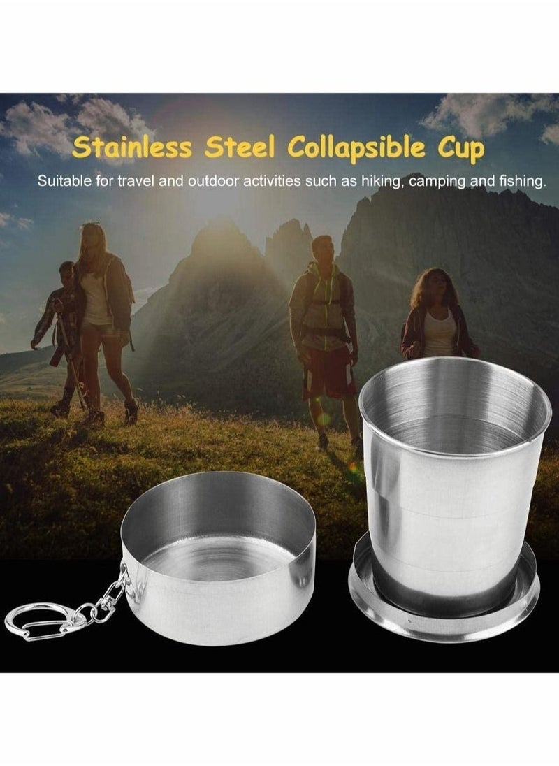 Travel Folding Cup, Premium Stackable Metal Drinking Cup, Outdoor Telescopic Collapsible Mug Camping Hiking Bottle Portable Retractable Water Containers, 150ml/5.3oz