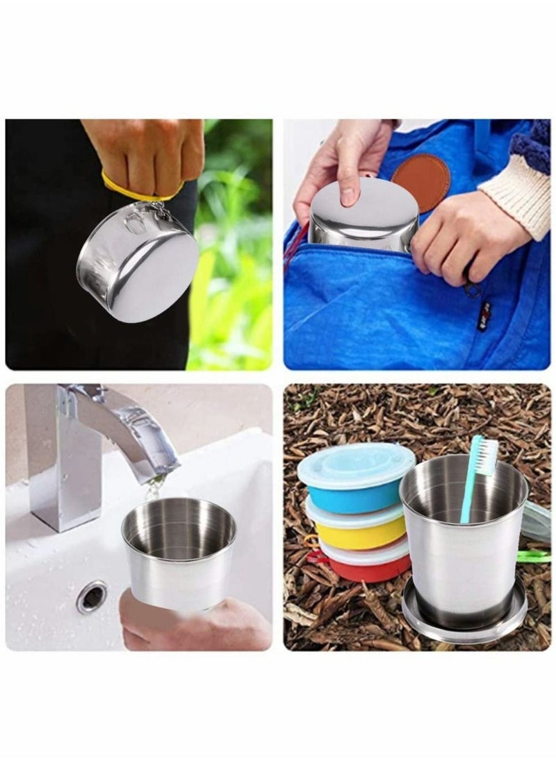 Travel Folding Cup, Premium Stackable Metal Drinking Cup, Outdoor Telescopic Collapsible Mug Camping Hiking Bottle Portable Retractable Water Containers, 150ml/5.3oz