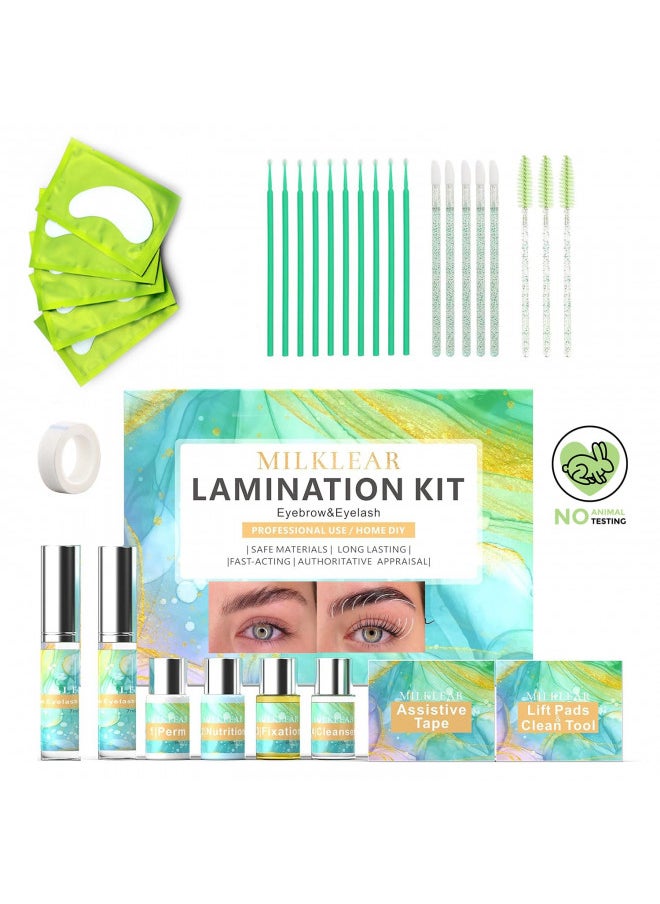 MILKLEAR Lash Lift Kit and Eyebrow Lamination Kit 2in1 Eyelash Perm Kit Lifting and Curling for Home DIY Salon Result Long-lasting