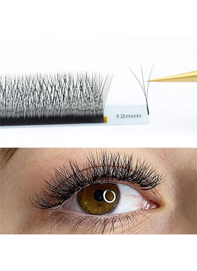 W Eyelash Extensions 3D Volume 0.07D Curl 8-15mm Easy Fan W-shaped Lash Premades Cluster Black W Lash