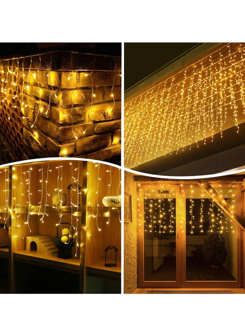 5M 256 LED Outdoor Curtain Lights, 16.4FT x 3.3FT Curtain String Lights with 8 Shining Modes for Indoor Ceremony Birthday Christmas Party Bedroom Balcony Roof Decorations (Warm White)