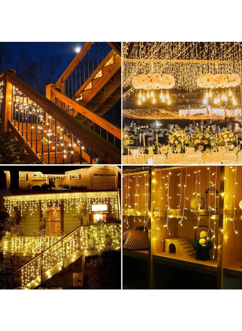 5M 256 LED Outdoor Curtain Lights, 16.4FT x 3.3FT Curtain String Lights with 8 Shining Modes for Indoor Ceremony Birthday Christmas Party Bedroom Balcony Roof Decorations (Warm White)