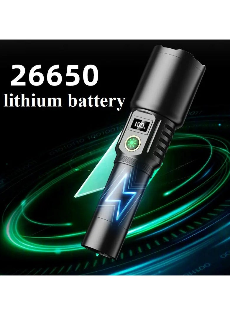 P90 SX508 Multi Functional Waterproof Telescopic Flashlight With Digital Display Battery Indicator