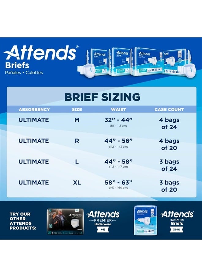 Advanced Briefs With Tabs For Adult Incontinence Care With Dry-Lock Containment Core, Ultimate Absorbency, Unisex, X-Large, 20-count (x3)