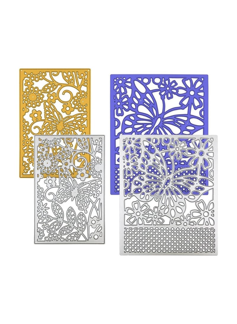 Butterfly Flower Cutting Dies for Card Making, Hollow Frame Background Cutting Dies Rectangular, Embossing Stencils for DIY Scrapbook Album Decorative, Card Making, 2 Pcs