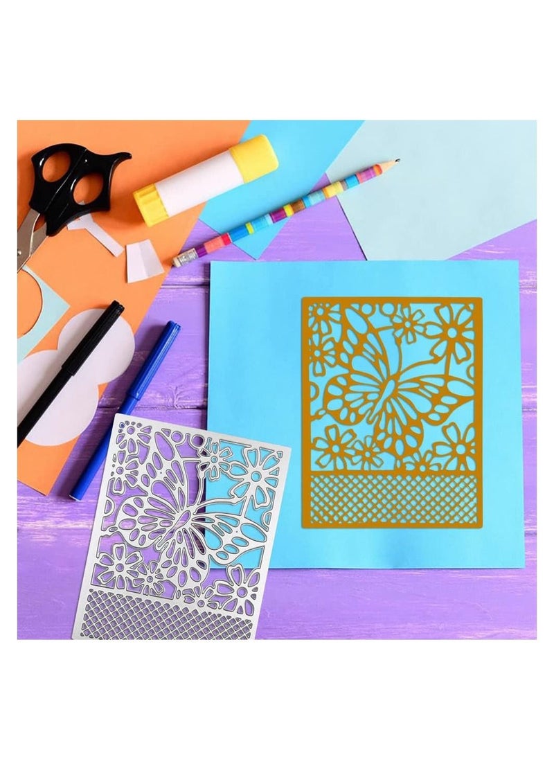 Butterfly Flower Cutting Dies for Card Making, Hollow Frame Background Cutting Dies Rectangular, Embossing Stencils for DIY Scrapbook Album Decorative, Card Making, 2 Pcs