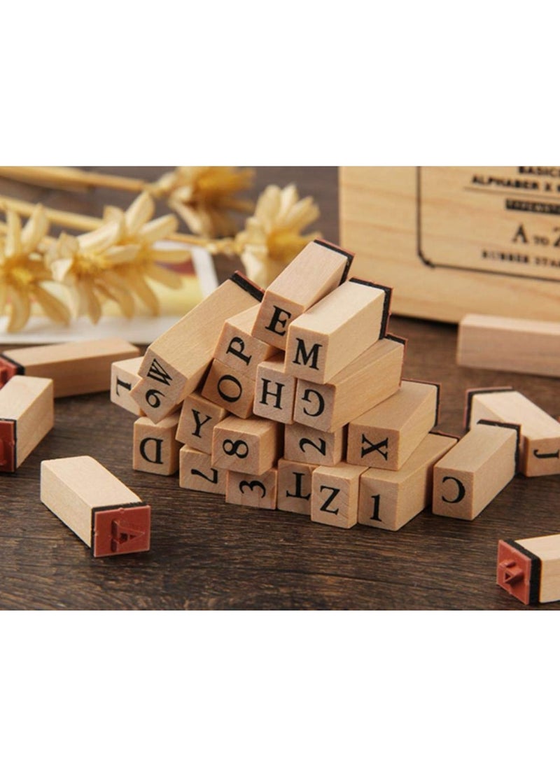 Wooden Typeface 24 Letters + 9 Digital Seals with a Wooden Box Gift for Cards Envelopes, Invitations, Wine Packages, Sealing Wax Included