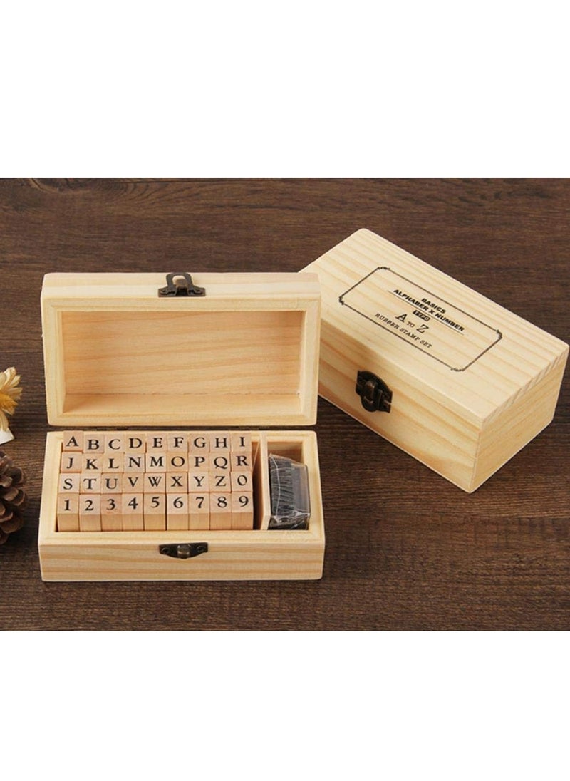 Wooden Typeface 24 Letters + 9 Digital Seals with a Wooden Box Gift for Cards Envelopes, Invitations, Wine Packages, Sealing Wax Included