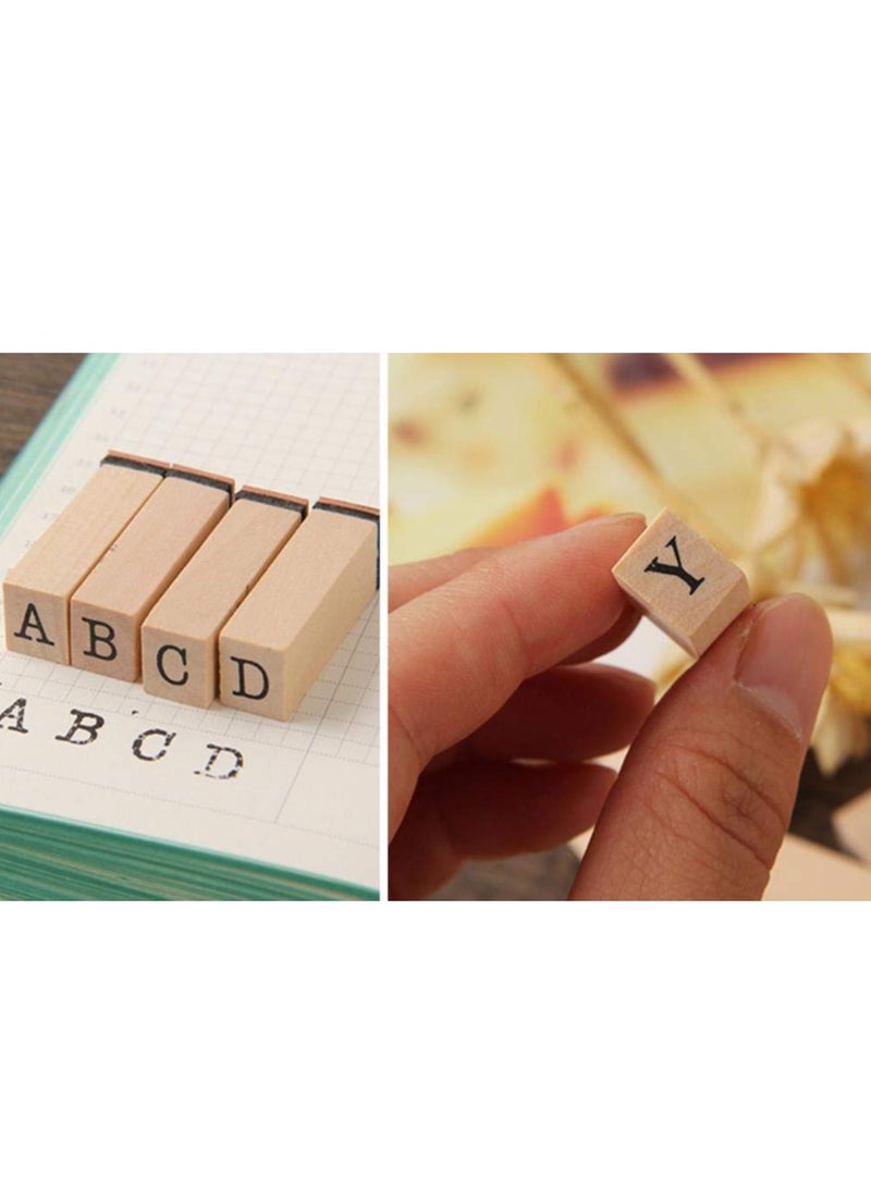 Wooden Typeface 24 Letters + 9 Digital Seals with a Wooden Box Gift for Cards Envelopes, Invitations, Wine Packages, Sealing Wax Included