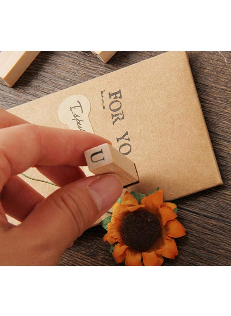 Wooden Typeface 24 Letters + 9 Digital Seals with a Wooden Box Gift for Cards Envelopes, Invitations, Wine Packages, Sealing Wax Included