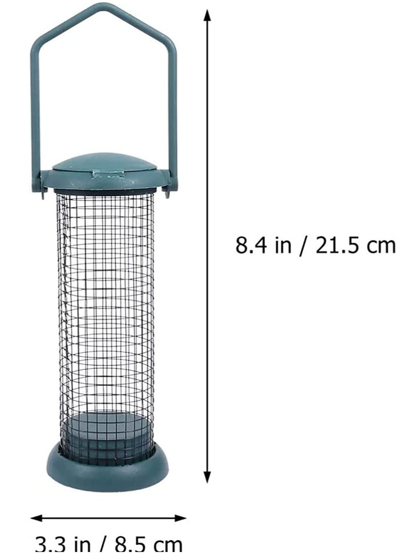 Outdoor Bird Feeder, Wild Bird Feeder, Hanging Bird Seed Feeder, Wildlife Food Holder Cage Feeding Container with Hanger for Outdoor Watching Garden Patio Hanging Ornament, Green