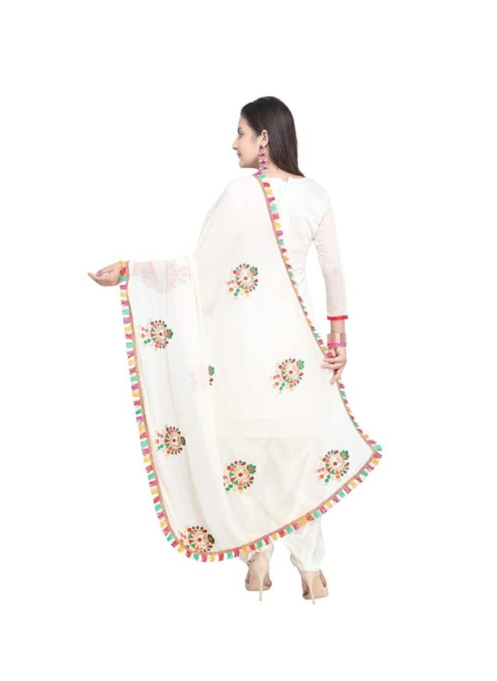 Accessorize Kingdom Women's Chanderi Cotton Embroidered Unstitched Salwar Suit