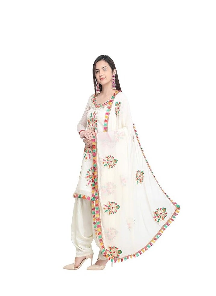 Accessorize Kingdom Women's Chanderi Cotton Embroidered Unstitched Salwar Suit