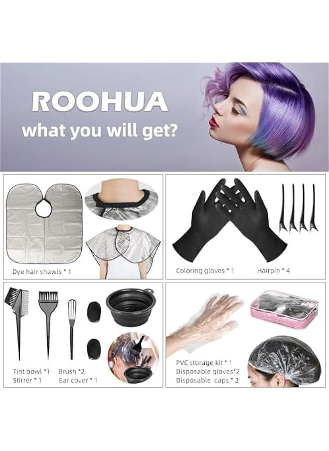 Pieces Hair Dye Coloring Kit- Hair Tinting Bowl, Hair agitator, Dye Brush, Ear Cover, Hairpin, Hair Coloring Cape For Hair Dye Tools