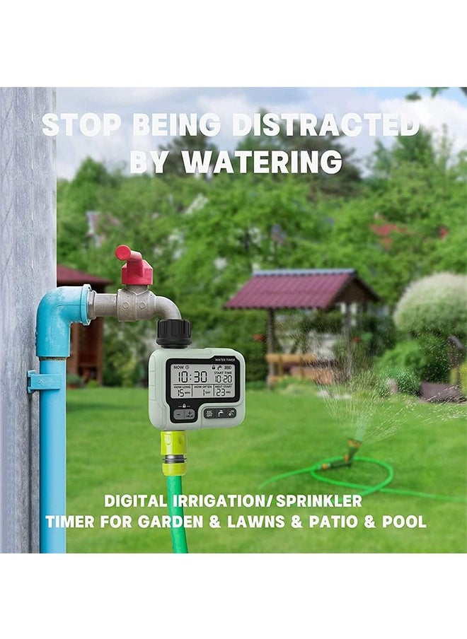 1 pcs Digital Watering Timer,IPX5 Waterproof Outdoor Hose Timer,Irrigation/Sprinkler Timer for Garden/Lawns/Patio/Farm,Automatic/Manual Watering Timer with Rain Delay,Green