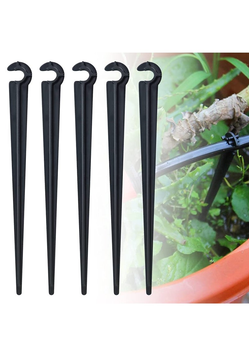 100 Pack Irrigation Drip Support Stakes, 1/4 Inch Tubing Hose Holder Plastic Ground Securing Pegs C Shape Irrigation Support Stakes for Drip Irrigation Garden Watering Pipe and Garden Supplies