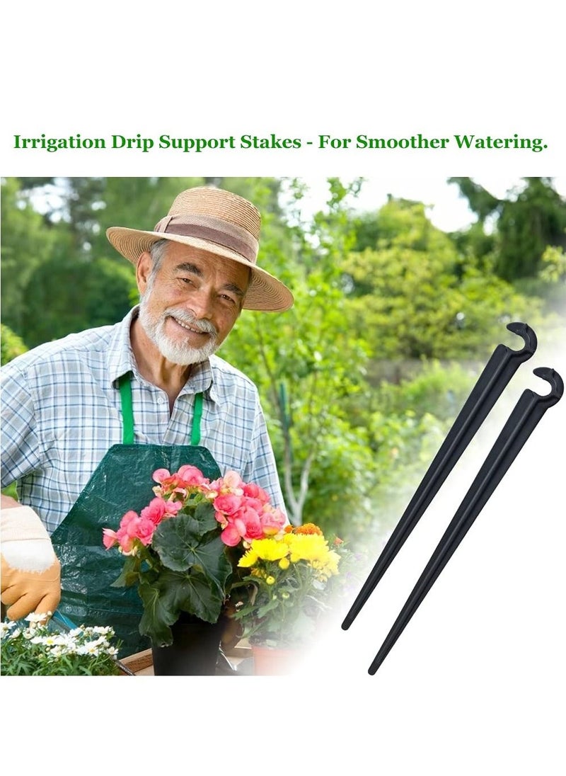 100 Pack Irrigation Drip Support Stakes, 1/4 Inch Tubing Hose Holder Plastic Ground Securing Pegs C Shape Irrigation Support Stakes for Drip Irrigation Garden Watering Pipe and Garden Supplies