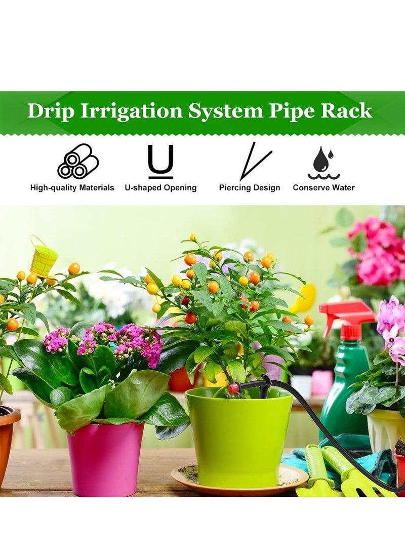 100 Pack Irrigation Drip Support Stakes, 1/4 Inch Tubing Hose Holder Plastic Ground Securing Pegs C Shape Irrigation Support Stakes for Drip Irrigation Garden Watering Pipe and Garden Supplies