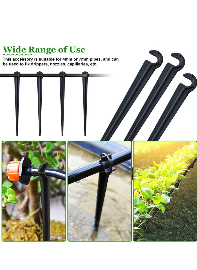 100 Pack Irrigation Drip Support Stakes, 1/4 Inch Tubing Hose Holder Plastic Ground Securing Pegs C Shape Irrigation Support Stakes for Drip Irrigation Garden Watering Pipe and Garden Supplies