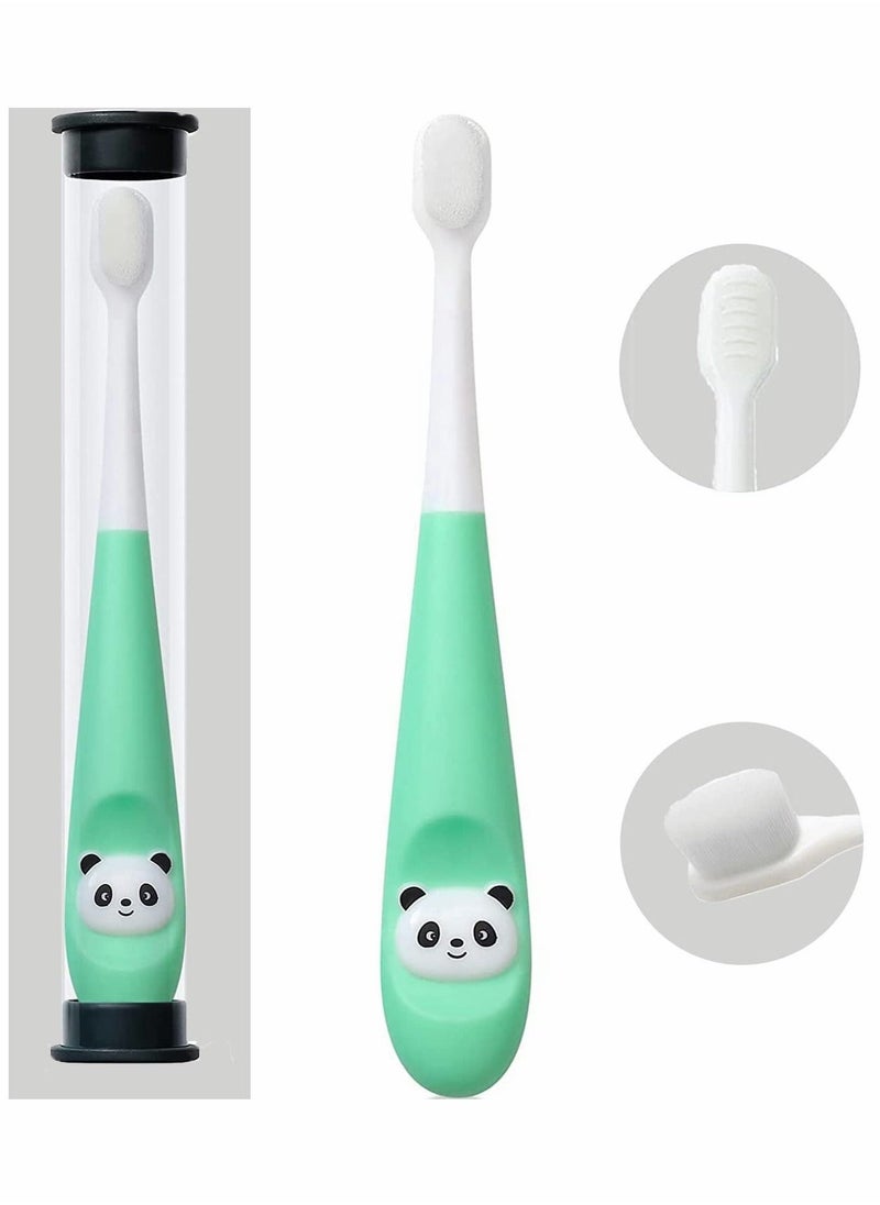 Toothbrush for Kids, Extra Soft Nano Toothbrush for Toddlers and Children BPA Free Kids Toothbrush with Protective Case for Toddler for 1-3 Years Old(Green)