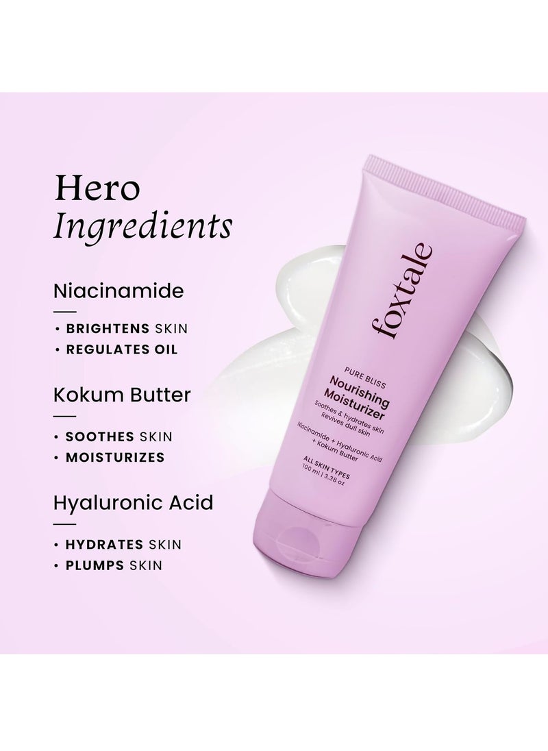 Foxtale Nourishing Face Moisturizer with Niacinamide for 24 Hr Hydration, Lightweight & Non-Sticky, For Soft & Glowing Skin, Men & Women, All Skin Types, 100 ml