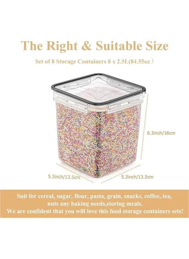 Extra Large Food Storage Containers with Lids Airtight for Flour, Sugar, Rice & Baking Supply - Airtight Kitchen & Pantry Bulk Food Storage for Kitchen Organization (2.5L - 6 Pack)