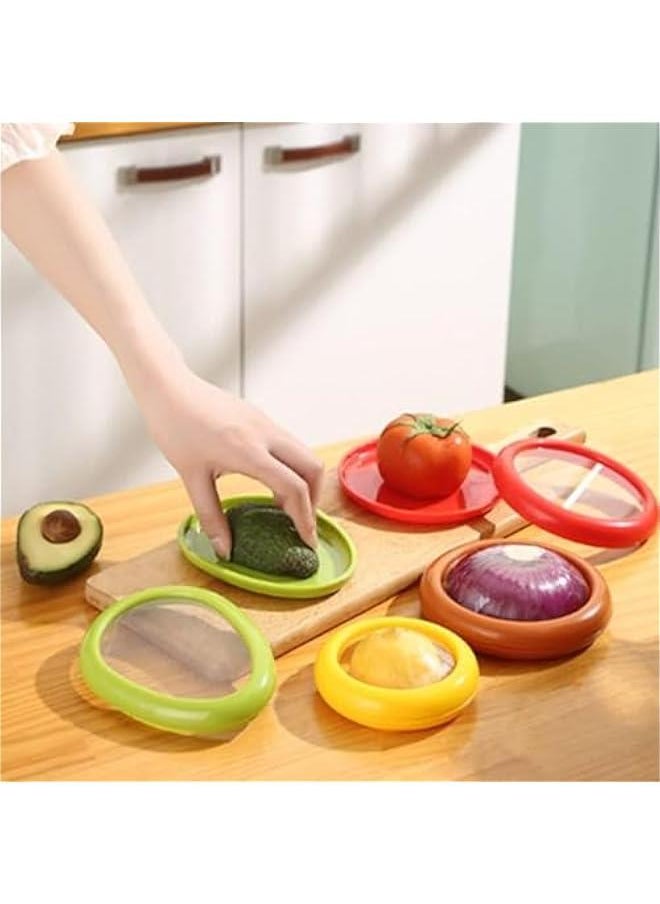 Fruit and Vegetable Storage Containers Reusable SiliconeRefrigerator Box Storage Bowls Saver Holder Keeper foronion, Tomato, Lemon, and avocado ，Refrigerator Vegetable Crisper 4Pieces