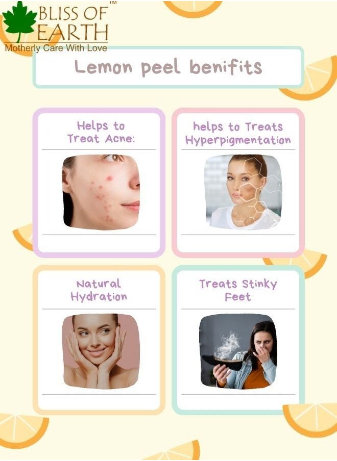 100% Pure Lemon Peel Powder For Skin Whitening, Acne & Face Lightening 100gm Pack of 2